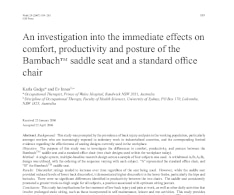 An investigation into the immediate effects on comfort, productivity and posture of the Bambach saddle seat and a standard office chair