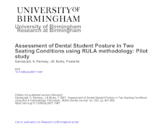 Assessment of Dental Student Posture in Two Seating Conditions using RULA methodology